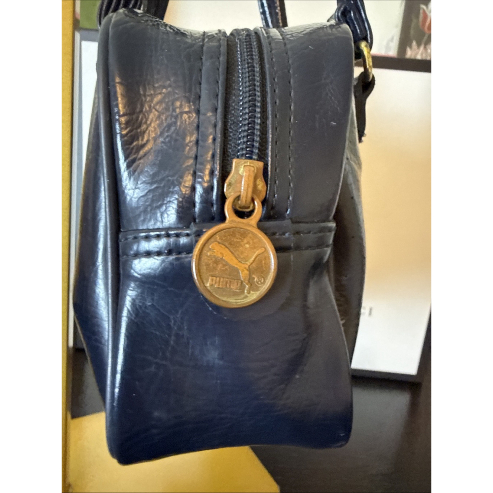 Puma Mini Boston Bag Blue Red Faux Leather Handbag - Picture 5 of 7
